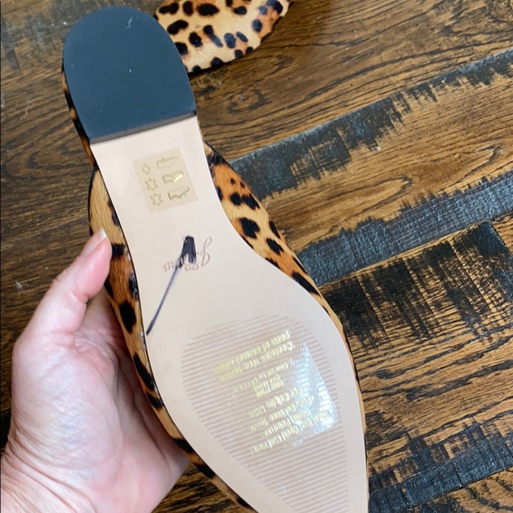 Jcrew Pointed Toe Slides Leopard Calf Hair ab096 - Picture 3 of 3